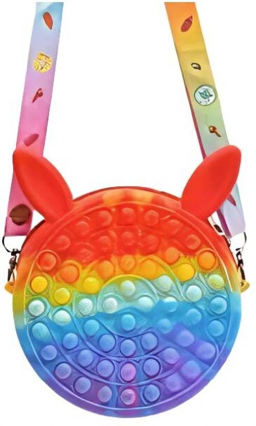 BST Multicolor Sling Bag Popit Bag Sling Bag for Kids,Pop It Bag for Girls, PopIt Toy Purse