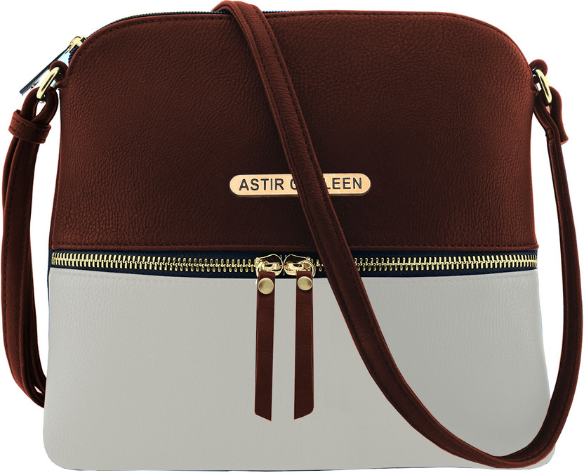 Metallic Zip - Tan & White