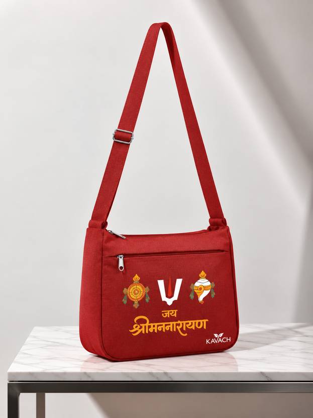 Kavach Red Men & Women Sling Bag Shri Man Narayan Sling Bag