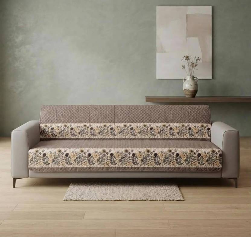 Govindika Velvet 3 Seater Sofa Printed Cover