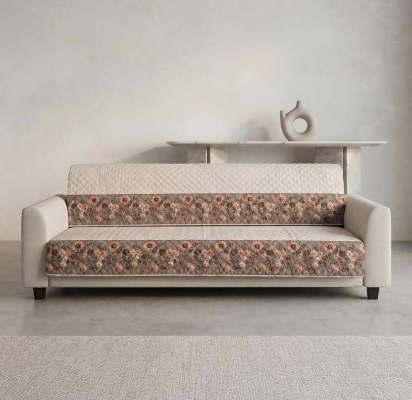 Govindika Velvet 3 Seater Sofa Printed Cover