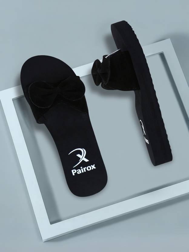 Pairox soft fancy velvet ladies slipper with bow|Latest design Dailywear slipper Women Flip Flops