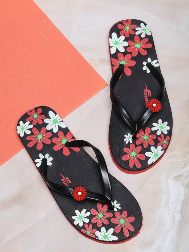 [Sizes 5, 6, 7, 8] Footox Slides  (Black, Red 6)