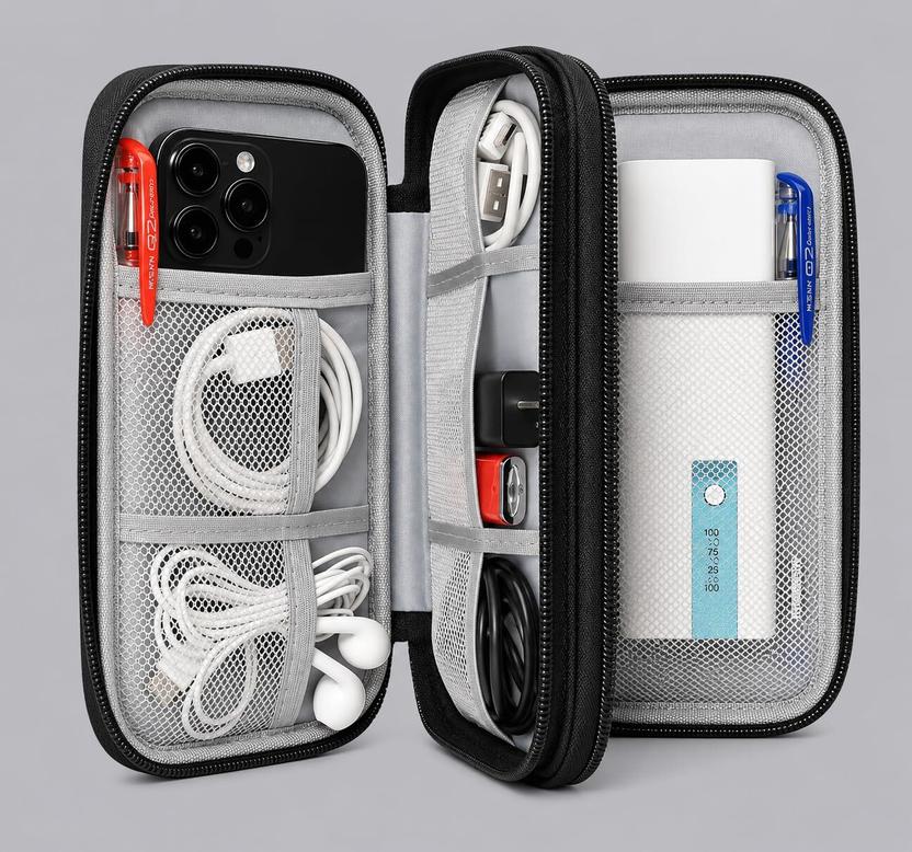 Tech Pouch Organizer with Dual Compartments