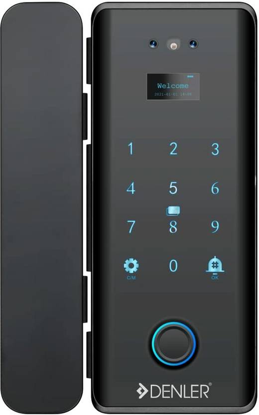 Denler Glass Smart Door Lock with 3D Face Recognition, Inbuilt Wi-Fi ...
