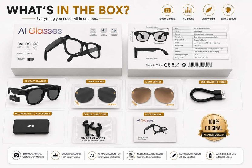 GUPTAVISION Wifi AI Smart Glasses 8MP Camera - Image 5