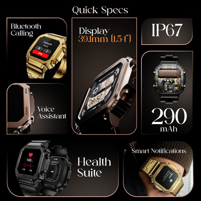 Fire-Boltt Retro 1.54" Display Bluetooth Calling Smartwatch - Image 4