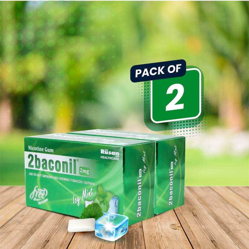 Rusan 2BACONIL Nicotine 2mg Gums Helps to Quit Smoking and Chewing