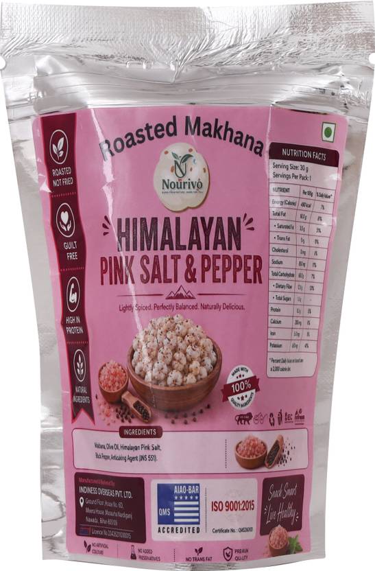Nourivo Himalayan Pink Salt & Pepper Roasted Makhana 20 G Roasted Makhana