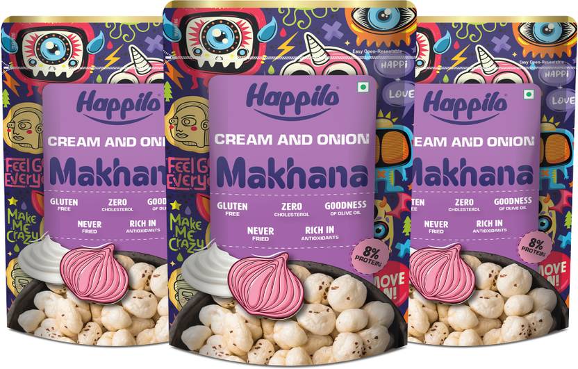 Happilo Premium Super Snack Makhana Cream & Onion 60g (Pack Of 3
