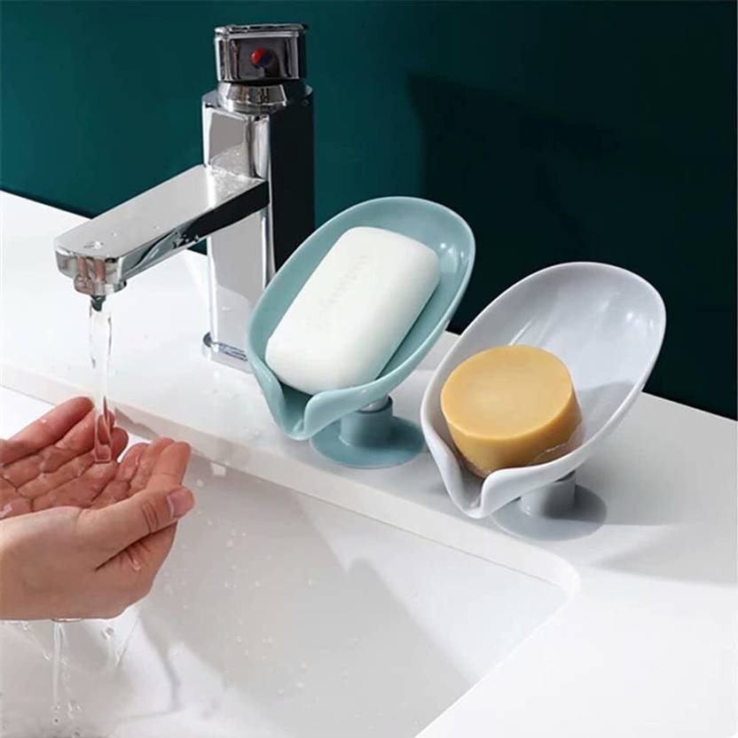 WebDealz Pack of 2 Leaf Shaped Self Draining Suction Cup Soap Dish x2.100