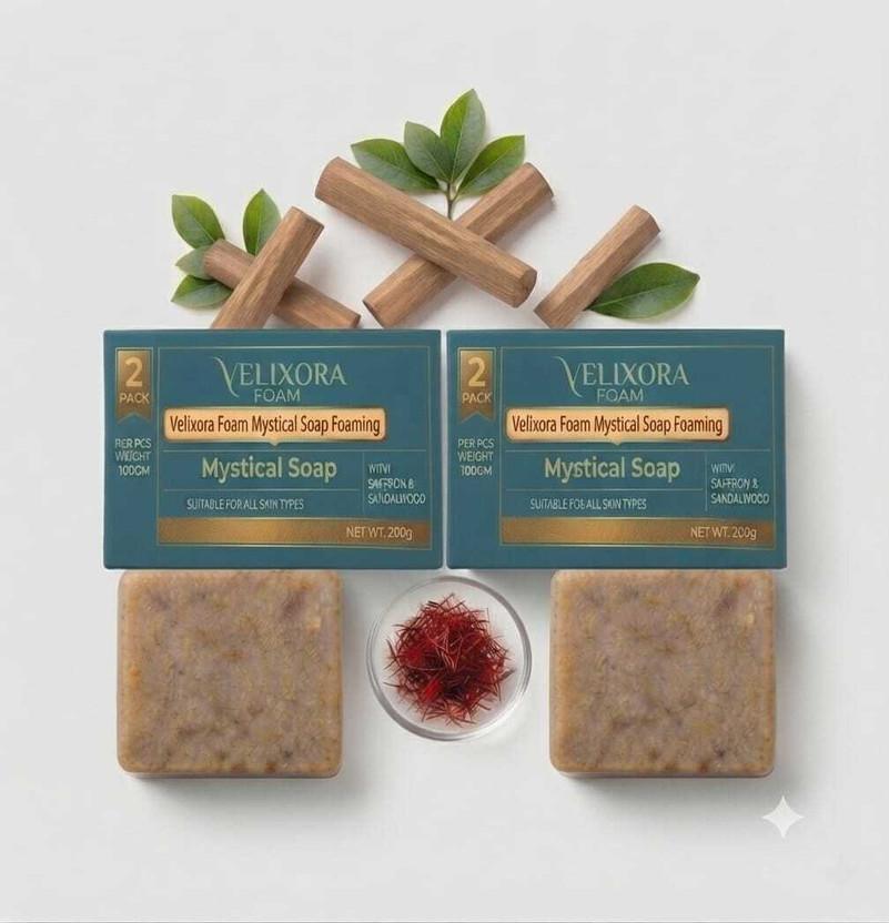 VELIXORA Herbal Soap with Saffron & Sandalwood for Soft AND