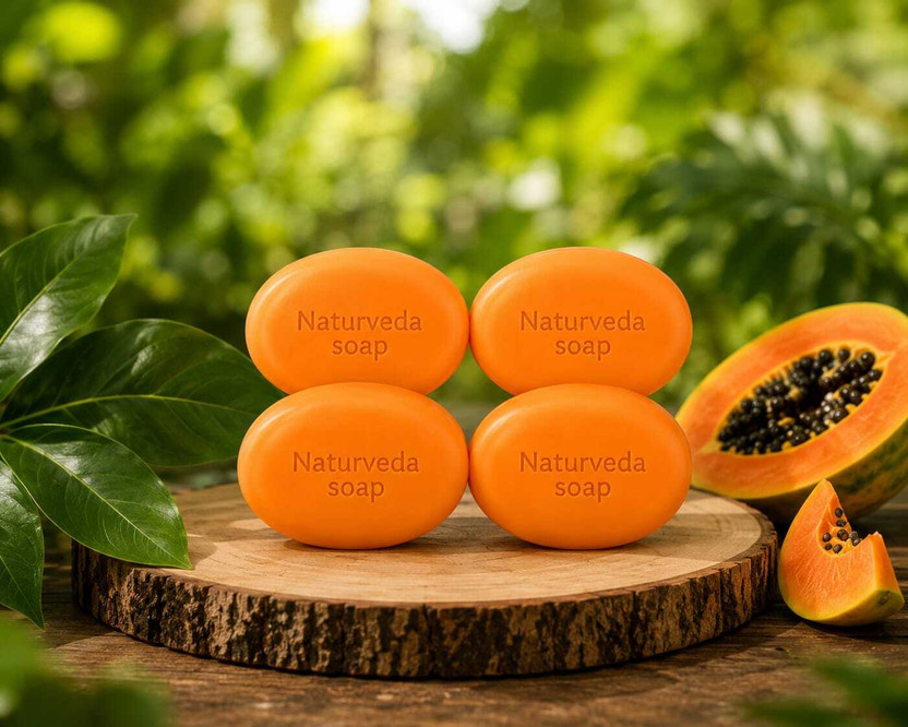 naturveda Papaya Handmade Soap Pack of 4 Bath Soap for Men