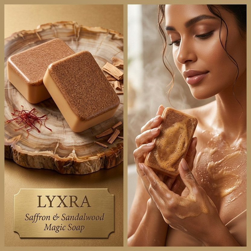 Lyxra Sandalwood & Saffron Soap Bar for Germ Protection & Soft