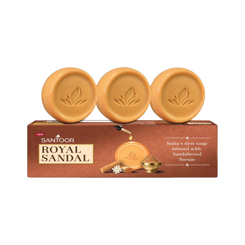 Santoor Royal Sandal Soap Serum infused Tan removal 100% Pure