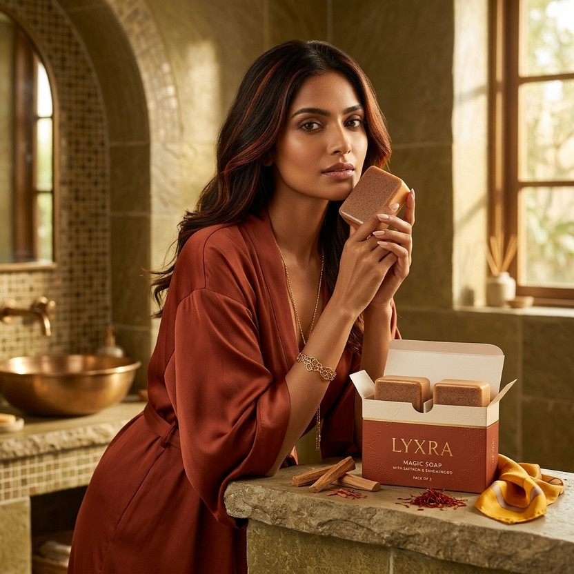 Lyxra Sandalwood & Saffron Anti-Tan Soap for Beach Tan Removal &