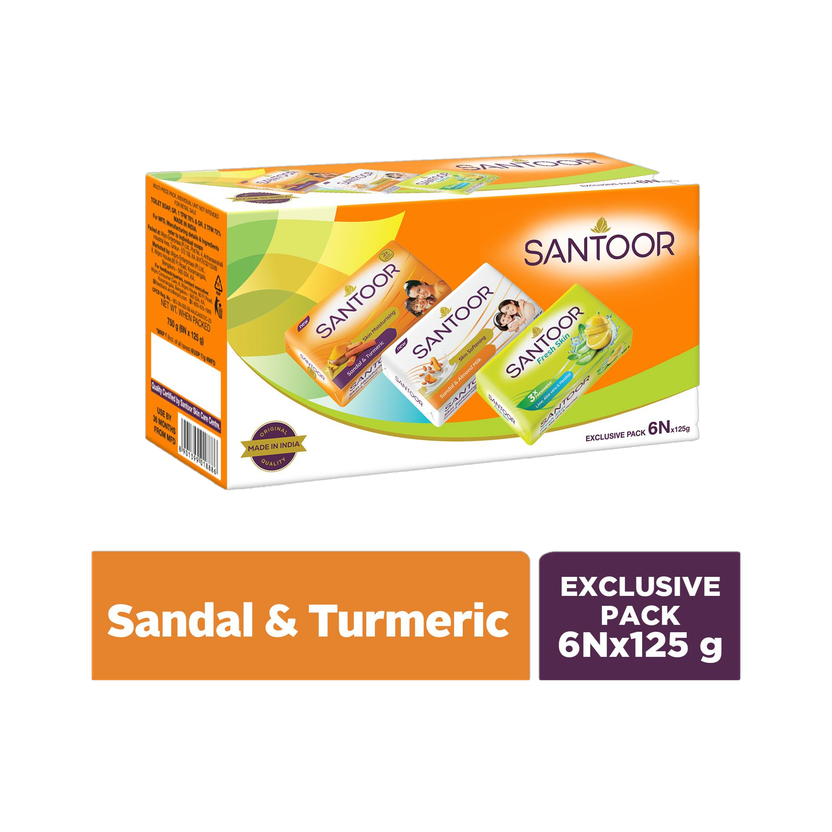 Santoor Total Skin Care- Aloe Vera & Lime, Sandal & Almond Milk