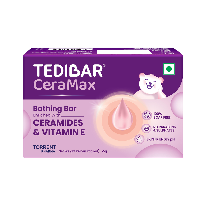 Tedibar Ceramax Bathing Bar | Enriched |100% Soap Free| By Torrent Pharma | 75 g