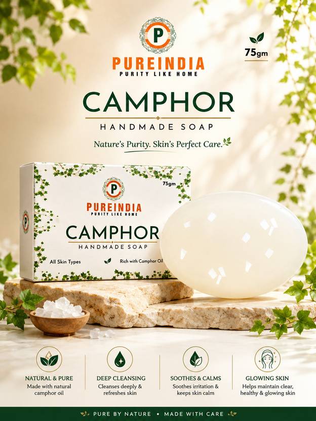 pureindia Soap Handmade All day freshness For Body And Face Pack Of 1