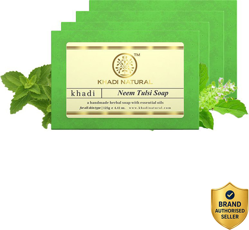 KHADI NATURAL Neem Tulsi Soap for Clean Fresh Skin Pack of 4