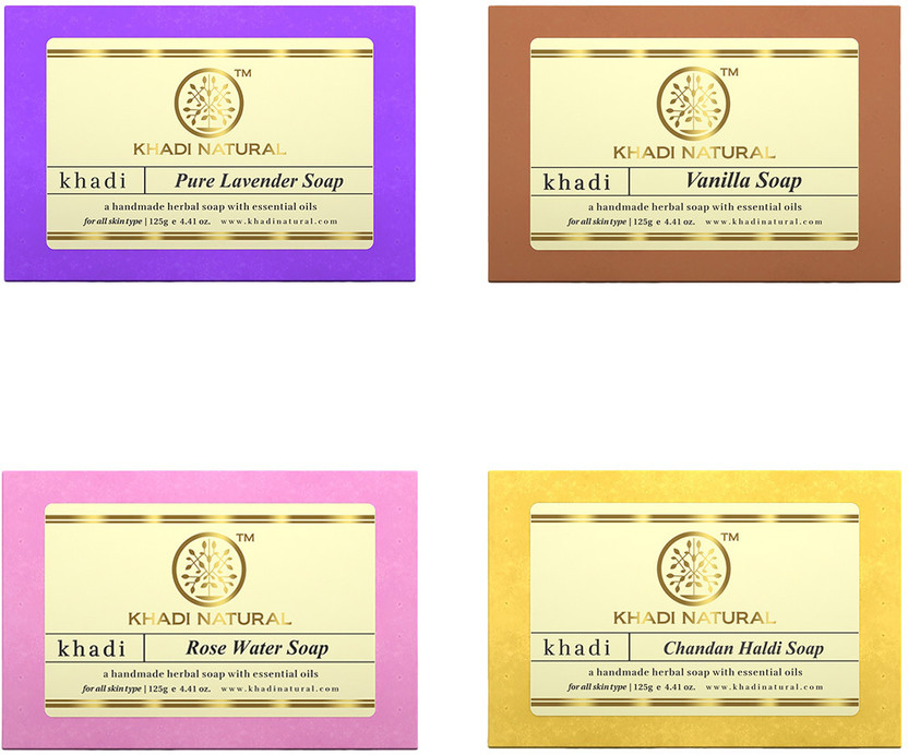 KHADI NATURAL Lavender Rose Water Vanilla & Chandan Soap Pack of