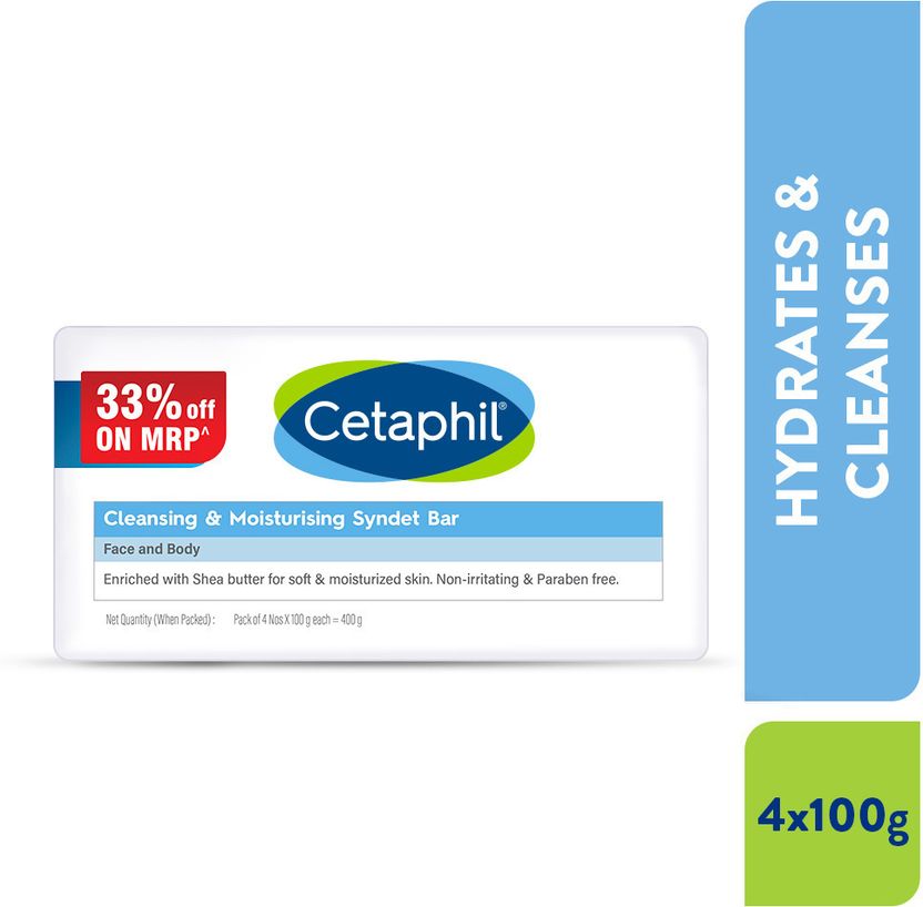 Cetaphil Cleansing Moisturizing Syndet Bar 4x100g - Image 1