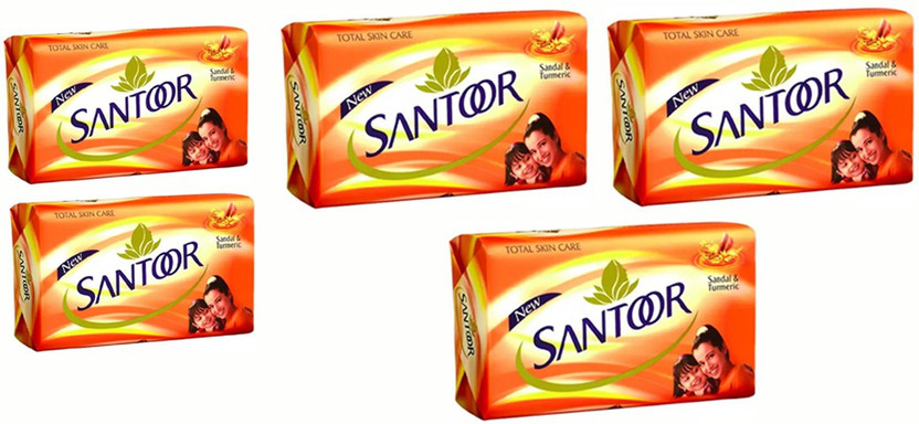 Santoor Sandal and Turmeric Soap, 100g * 5