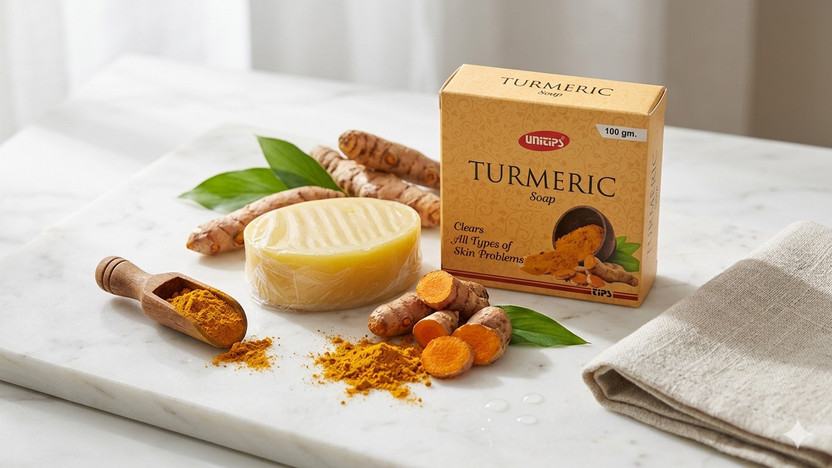 Unitips pharma Herbal Turmeric Soap For Skin Brightening, Glow &