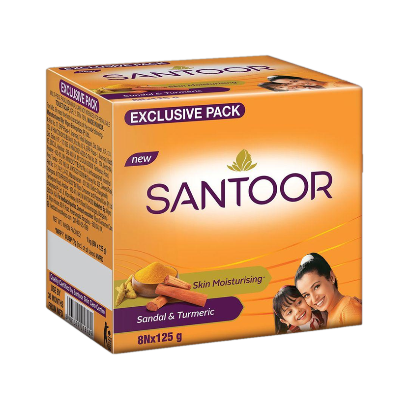 Santoor Skin Moisturizing Sandal and Turmeric Bathing Bar Soap