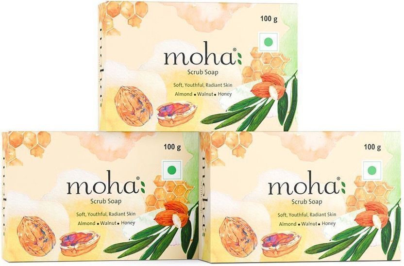 MOHA Honey & Almond Scrub Soap with Walnut Powder
