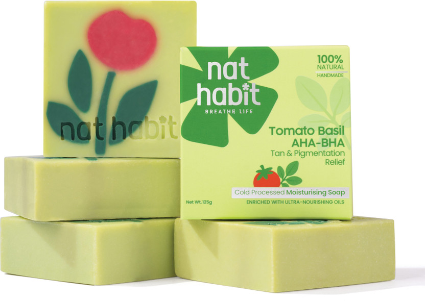 Nat Habit Tomato Basil Tan Removal Soap for Glowing Skin Cold