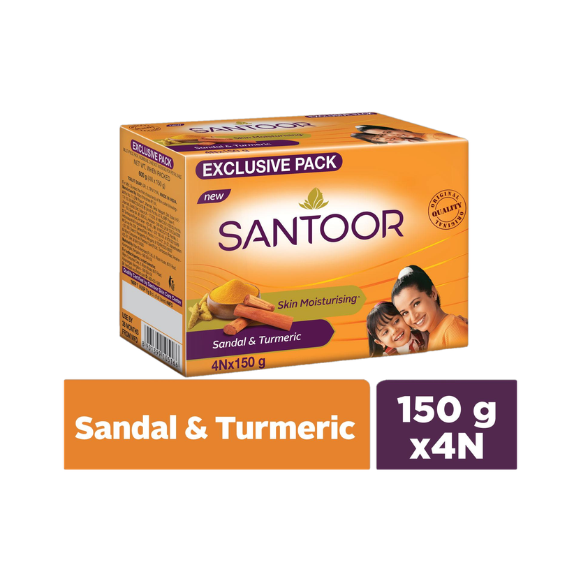 Santoor Skin Moisturizing Sandal and Turmeric Bathing Bar Soap