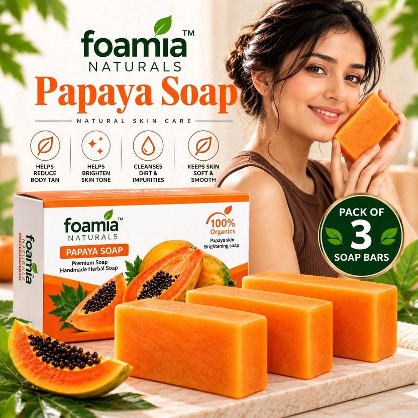 Foamia Naturals Papaya Beauty Bath Bar Pack of 3
