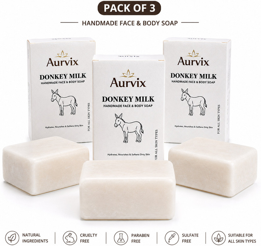 Aurvix Natural Donkey Milk Moisturizing Soap for mabn & woman