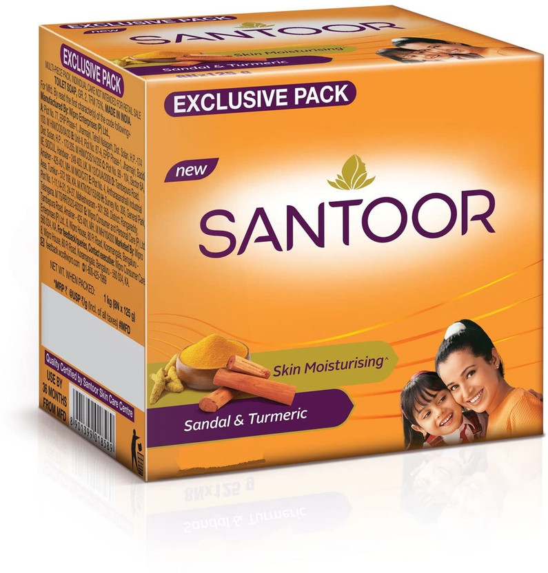 Santoor Sandal and Turmeric Soap for Moisturizing & Glowing