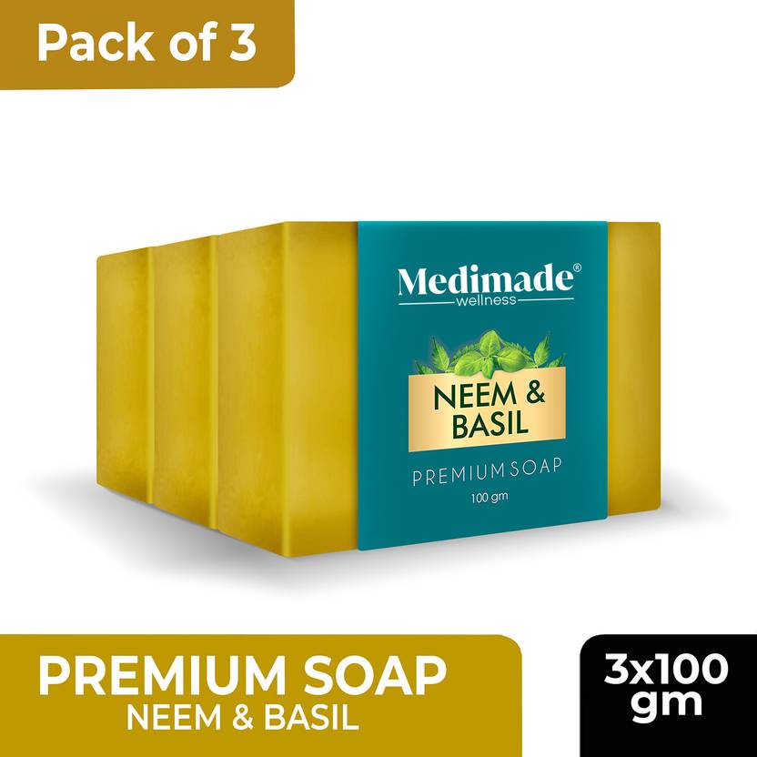 Medimade Neem & Basil Premium Soap Soft, Smooth, Moisturised Skin,Natural Handmade Shop