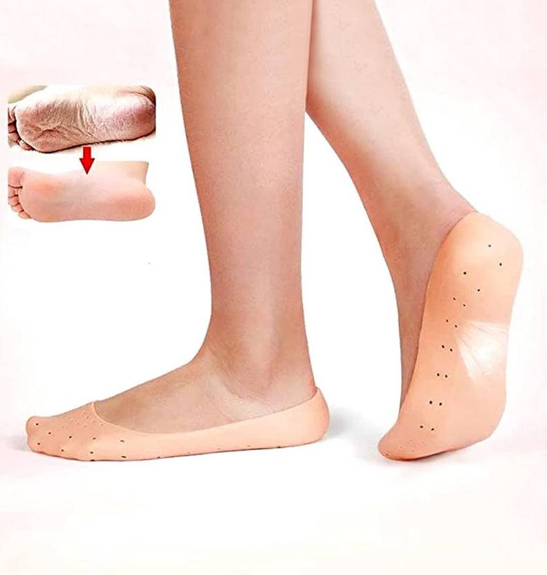 HM EVOTEK Anti Crack Full Length Silicone Gel Heel & Foot Protector Moisturizing Socks K4 Heel Support