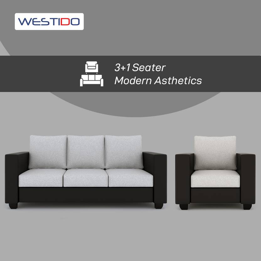 WESTIDO Orlando Leatherette 3 + 1 Sofa Set Black Grey, DIY(Do-It-Yourself)