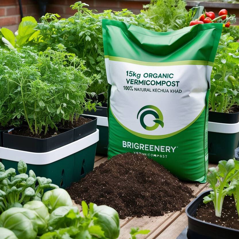 BriGreenery Garden Compost Vermicompost for All Plants – 15 KG Manure