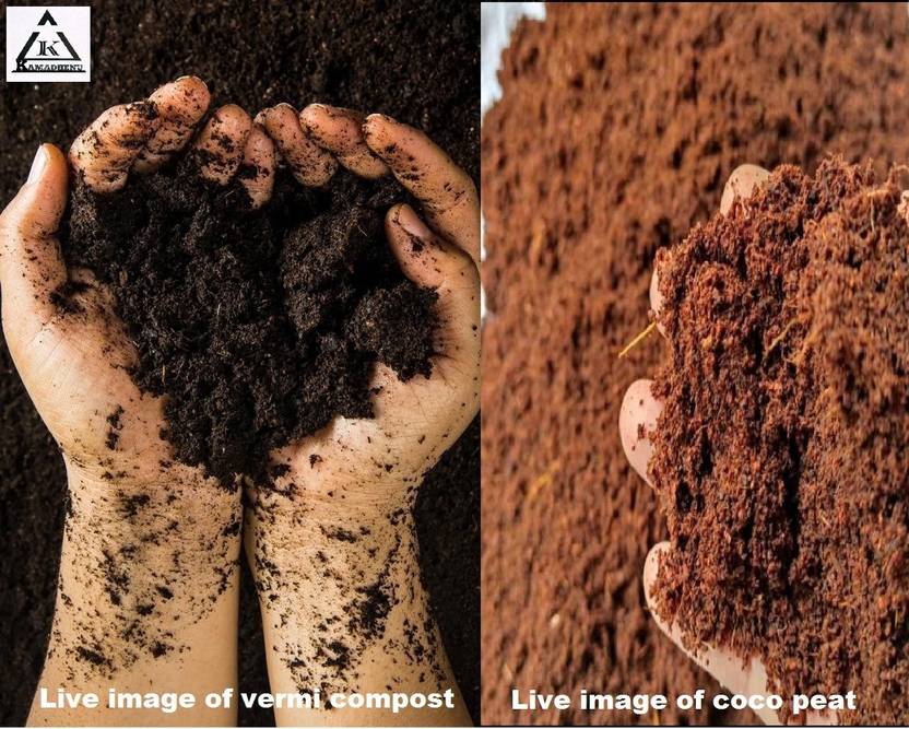 Kamadhenu Natural and Organic Plant Nutrition Combo (Cocopeat 1KG + Vermi compost 1KG) Potting Mixture