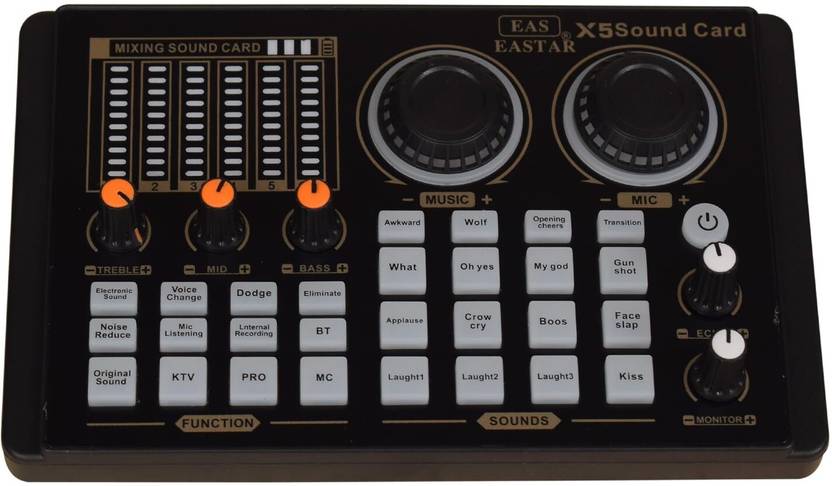 KH Professional_Live Sound Card Mixer LED Voice Changer with Multiple