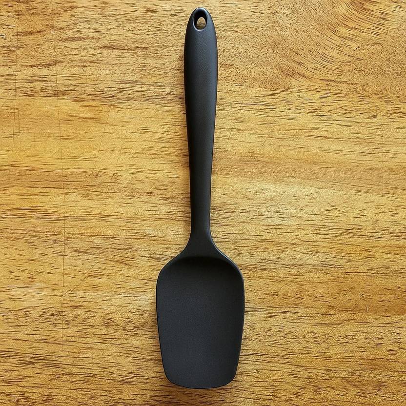 Baskety Silicone Non-Stick Heat Resistant Kitchen Utensil| Spatula Spoon Big 27cm |Pack of 1 BLACK Non...