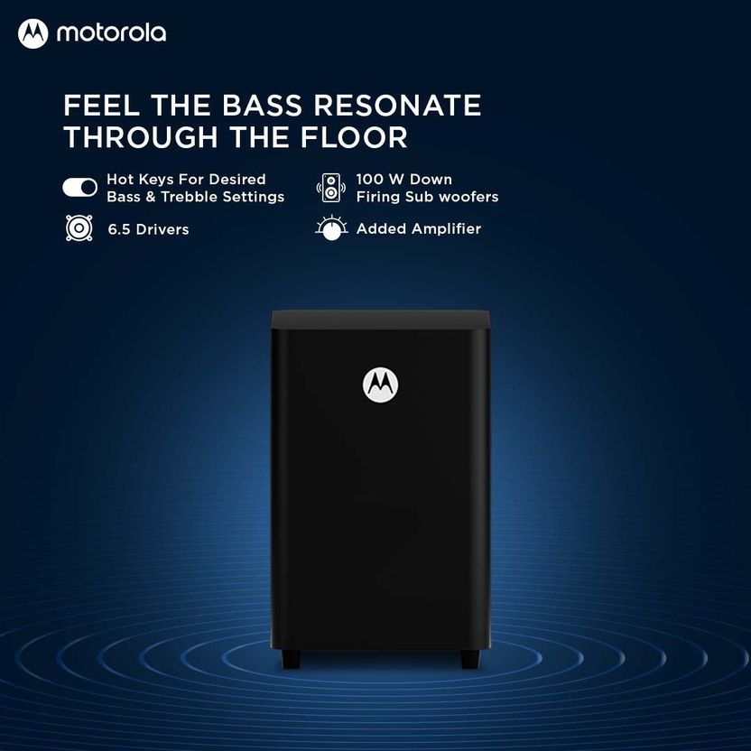 Motorola AmphisoundX 200W 2.1 Channel Bluetooth Soundbar (Black) - Image 4