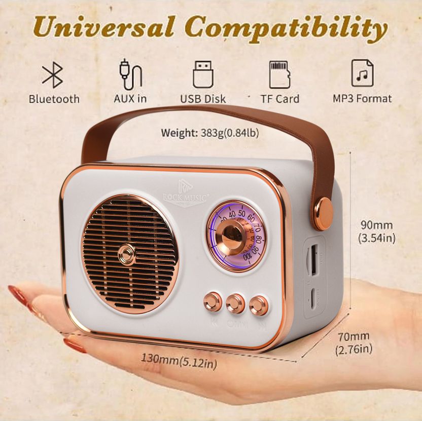 JAXTER Mini Retro Radio Bluetooth Speaker - Image 4