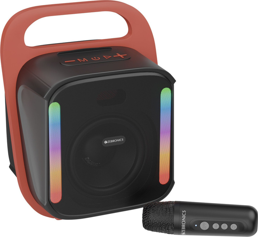 Click to enlarge Buy ZEBRONICS SOUND FEAST 110 Portable Speaker, Voice Changing Wireless Mic,6 RGB Modes 14 W Bluetooth Home Audio Speaker Online from Flipkart.com