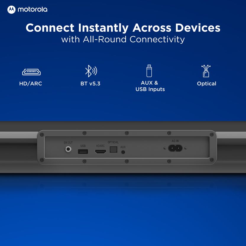 MOTOROLA AmphisoundX Vibe 220W Bluetooth Soundbar Black - Image 9