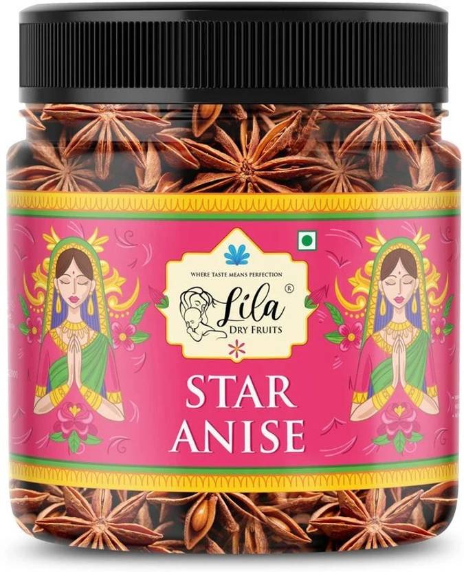 lila dry fruits Star Anise Spices 100G Jar |Chakri / Badhiyan Phool | Whole Aromatic & Natural