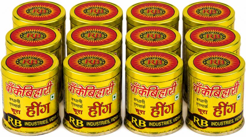BANKEY BIHARI Yellow Bandhani Hing Compounded Asafoetida Powder Pack of 12 X 10g