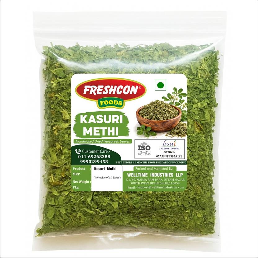 freshcon foods Kasuri Methi Hand Picked Premium Quality Dried Fenugreek Leaves