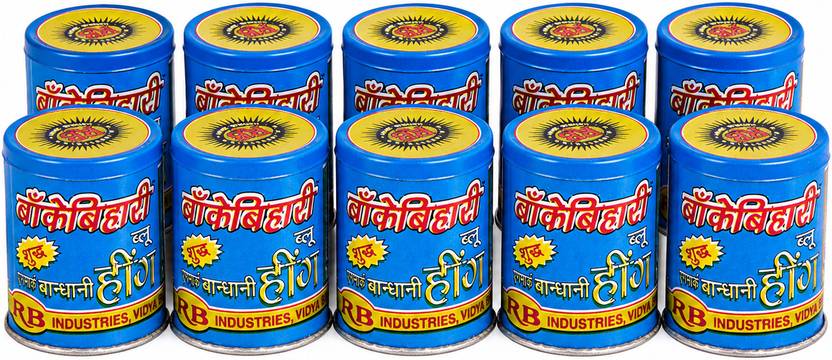 BANKEY BIHARI Blue Bandhani Hing Compounded Asafoetida Powder Pack of 10 x 10g Each (100g)